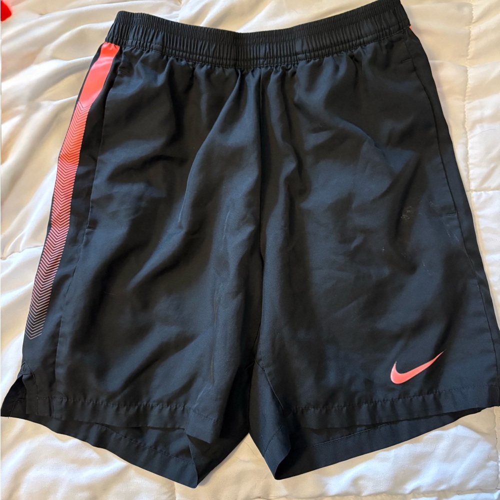 Nike Men's Black Shorts with Red Accents